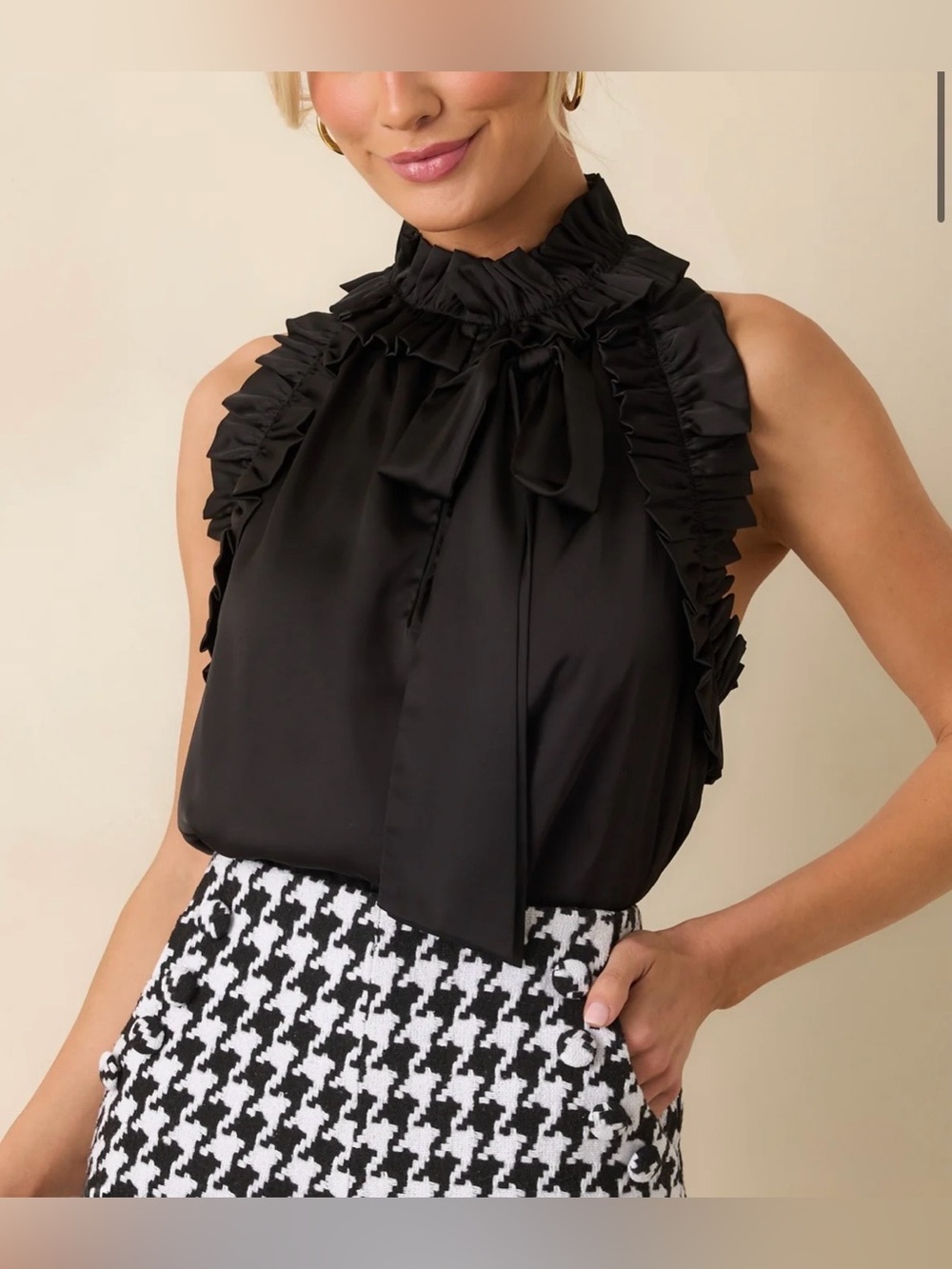Prosperina Gold Bellamy Black Ruffle Top ✨NWT Sz Small